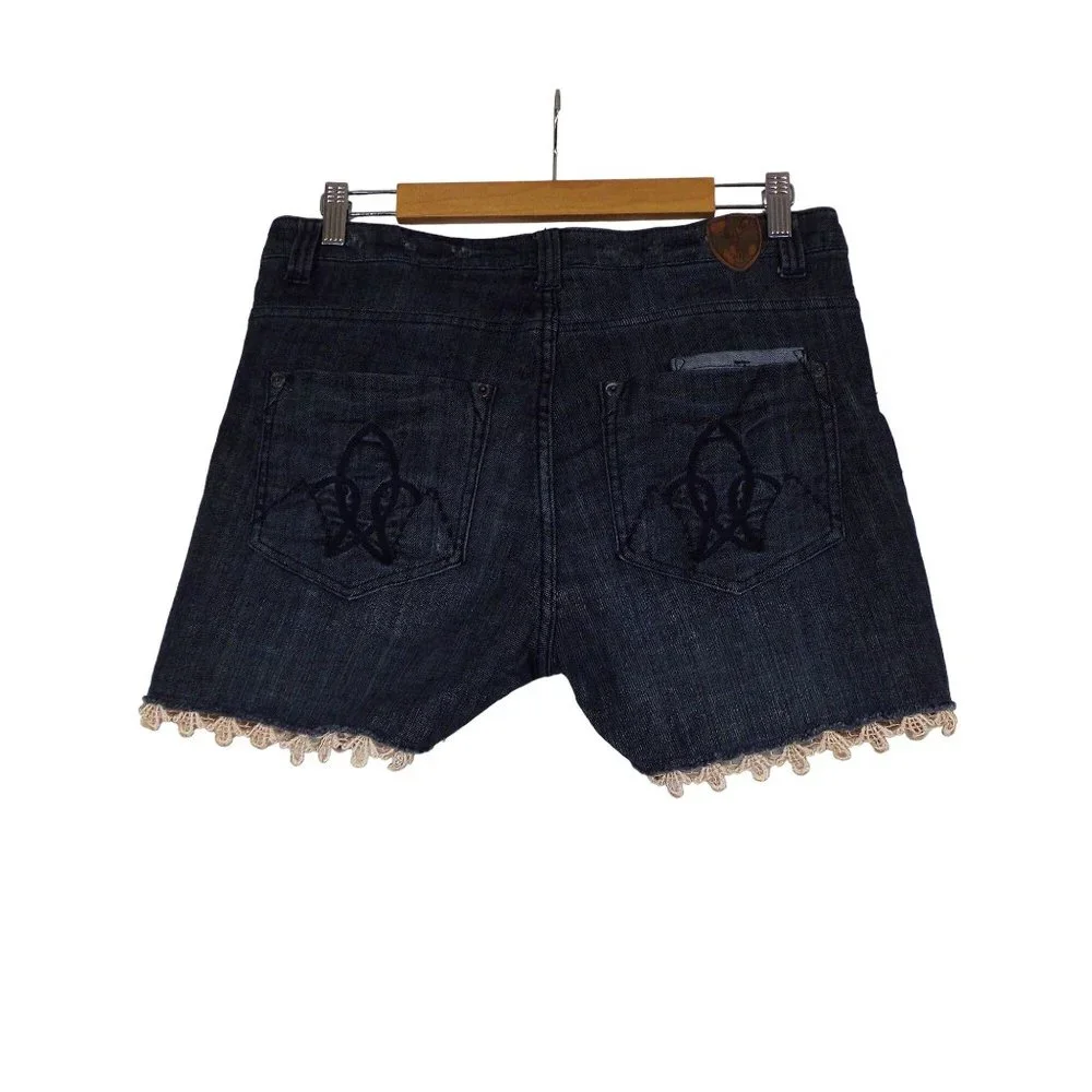 Institute Liberal lace bottom‎ raw hem denim shorts 14